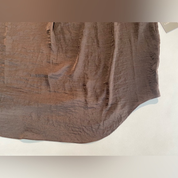 NEW 1X Plus Size Vince Camuto Womens SplitNeck Raglan Smock Cuff Sleeve Choc $89 - Picture 3 of 8